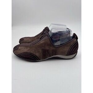 Merrell Barrado Shoes Womens 7.5 Leather Chestnut Front Zipper Slip On Sneakers